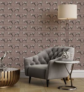 Floral Dog Pattern Wallpaper